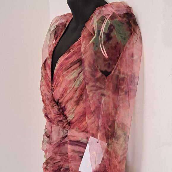 Rose Velvet Tulle Ruffled Layered Mini Dress NWT Misses Size Small - Picture 9 of 13